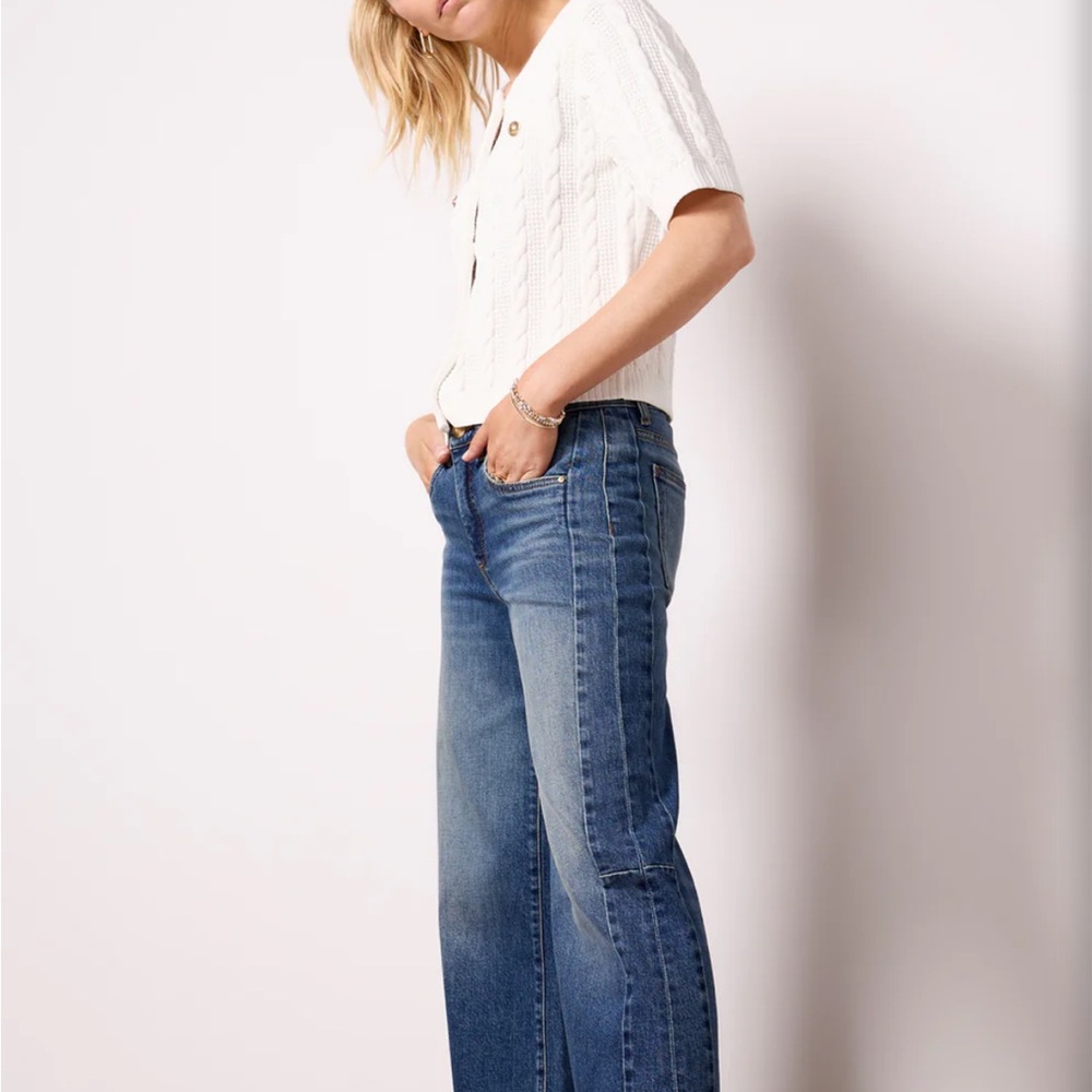 NEW Kut from the Kloth Meg Side Panel detail Dark Blue Wide Leg Jeans Size 6